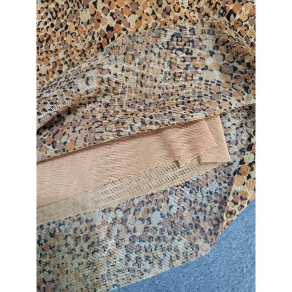 Rose + Olive Top Womens L Animal Print Smocked Lined Sheer Blouse - Picture 7 of 10